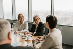 Three women in a business meeting 